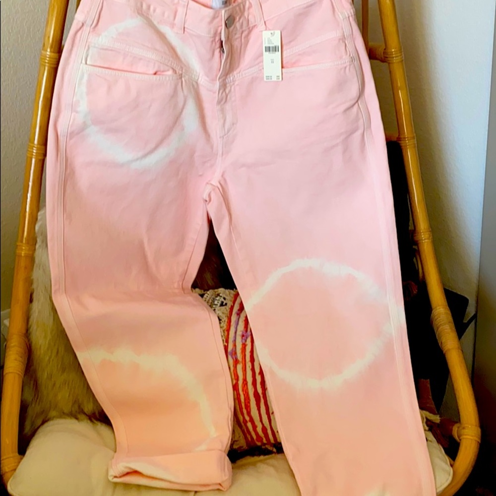 Anthropology pink tie dye jeans